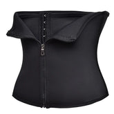Black shapewear corset with a front zipper closure.